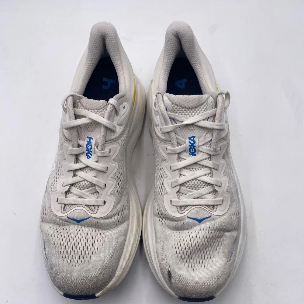 HOKA One One Bondi 9 Running Shoes Mens 11.5 White Yellow 1162011 WGRT Sneaker
